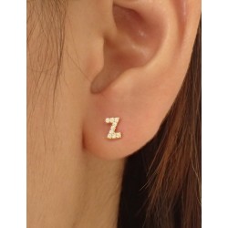 Personalized Letter Earrings, Diamond Initial Stud Earrings in 14K Solid Gold, Mix & Match Studs