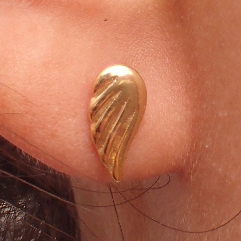 Angel Wing Earrings, 14k Solid Earring, Guardian Angel Wing, Angel Wing Studs, Gold Wing Earrings, Tiny Angel Wings