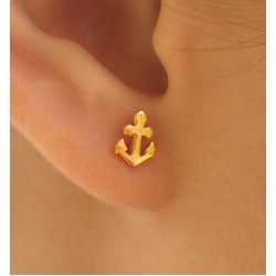 Anchor Stud Earrings, 14k Solid Gold Anchor Earrings, Tiny Stud Earrings, Nautical Earrings, Maritime Stud Earrings