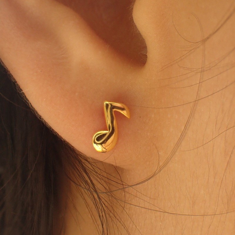 Quaver Stud Earrings / Music Note Jewelry in 14k Solid Gold / Gift for Music Lover / Musician Gift